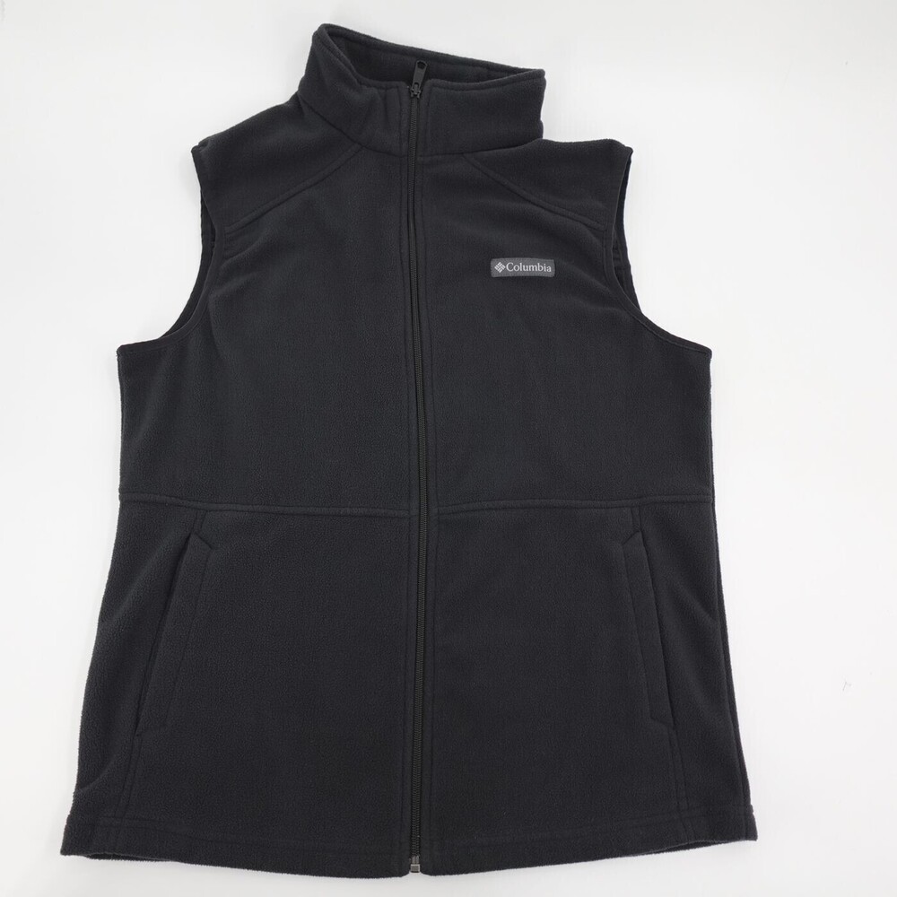Columbia Vest Womens Medium Black Fleece Full Zip Sleeveless Outdoor Pockets